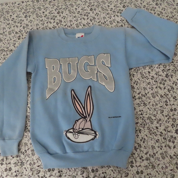 VTG ARTEX LOONEY TUNES BUGS BUNNY SWEATSHIRT M BOYS CARTOON 90s MADE IN USA VTG - Picture 1 of 6
